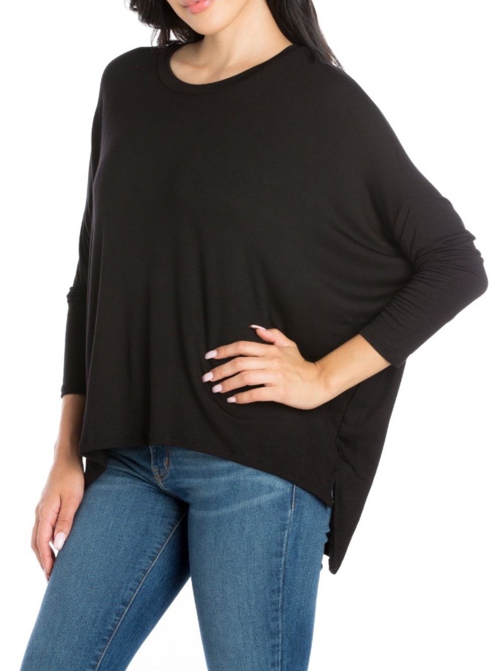 NWT Women's Black Relaxed Dolman Sleeve Top XL
